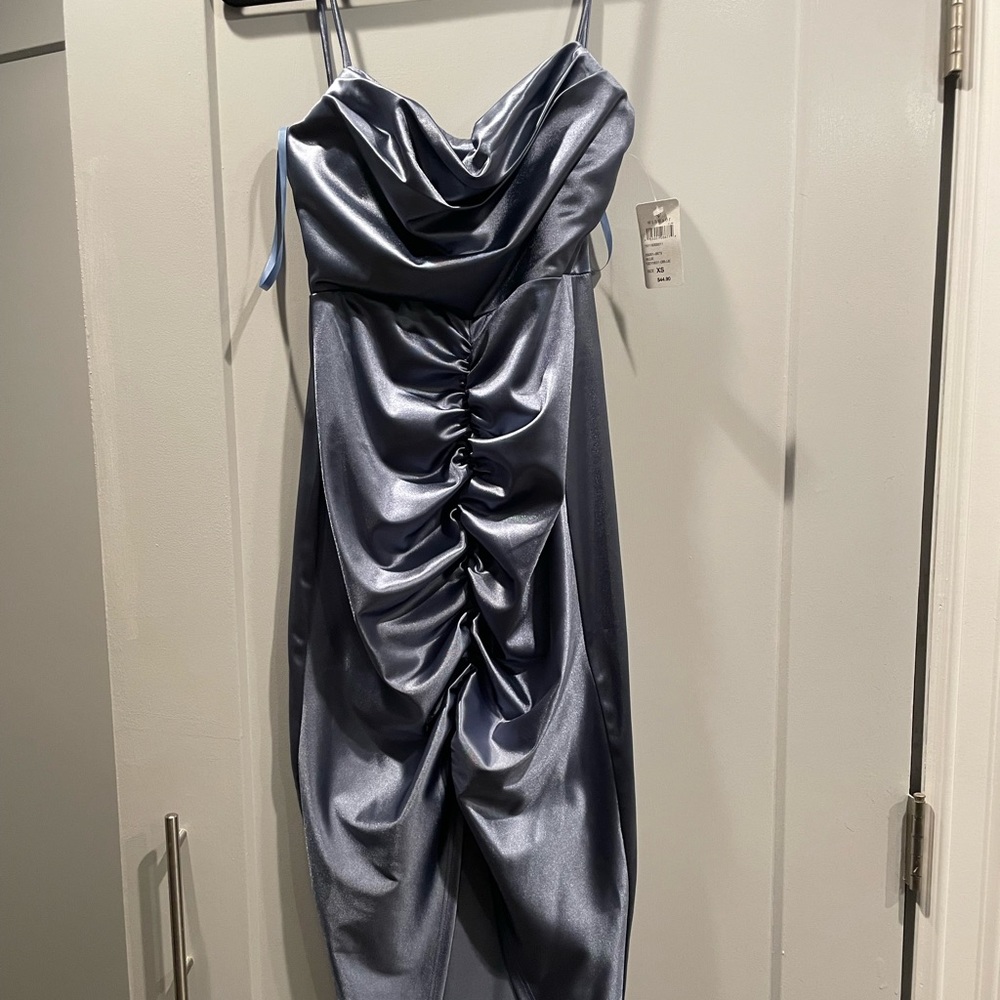 Blue Silk High Low Dress